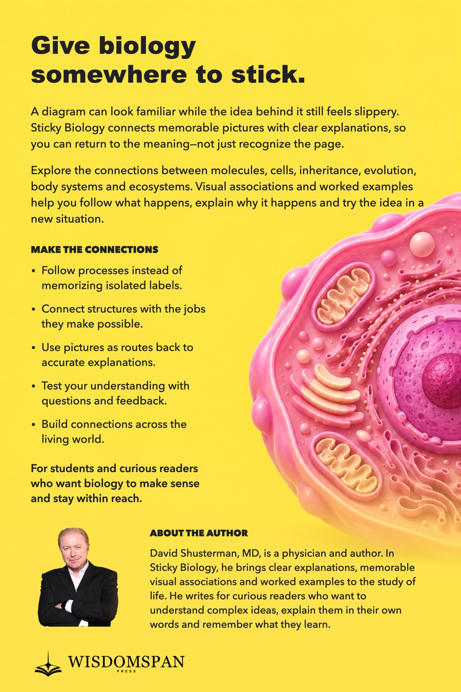 Sticky Biology back cover with book description and author biography